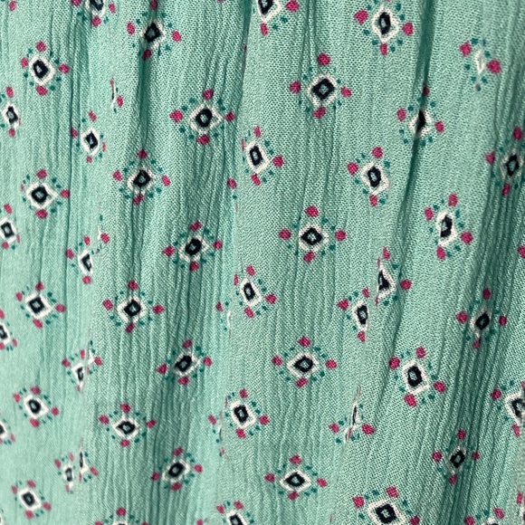 Aerie Tiered Teal Floral Bohemian Maxi Skirt Elastic Ruched Waistband Size XL - Picture 3 of 7